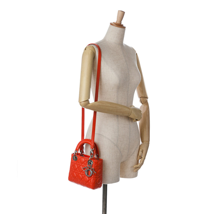 Mini Lambskin Cannage Lady Dior Red - Gaby Paris