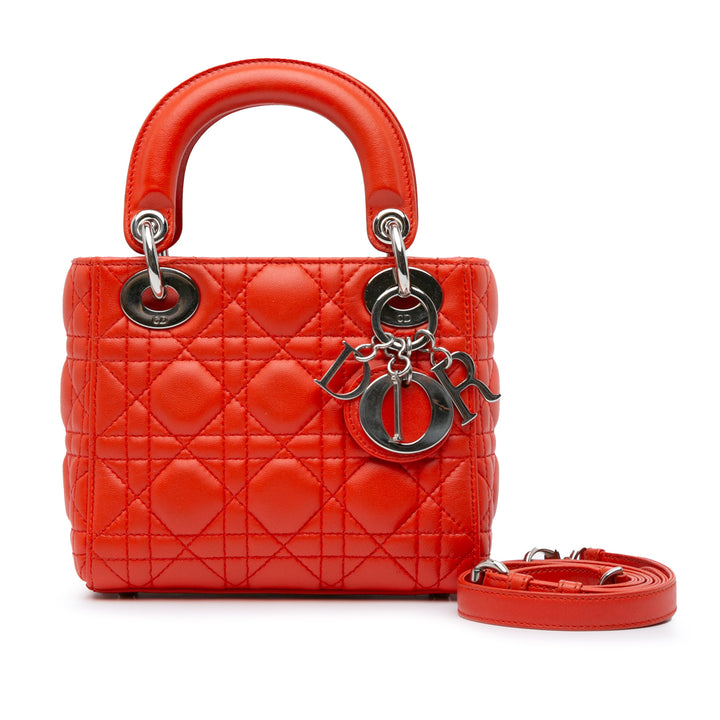 Mini Cannage Lambskin Lady Dior Red - Gaby Paris