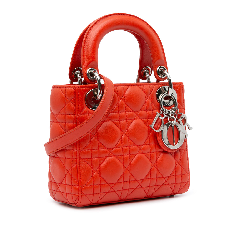 Mini Cannage Lambskin Lady Dior Red - Gaby Paris