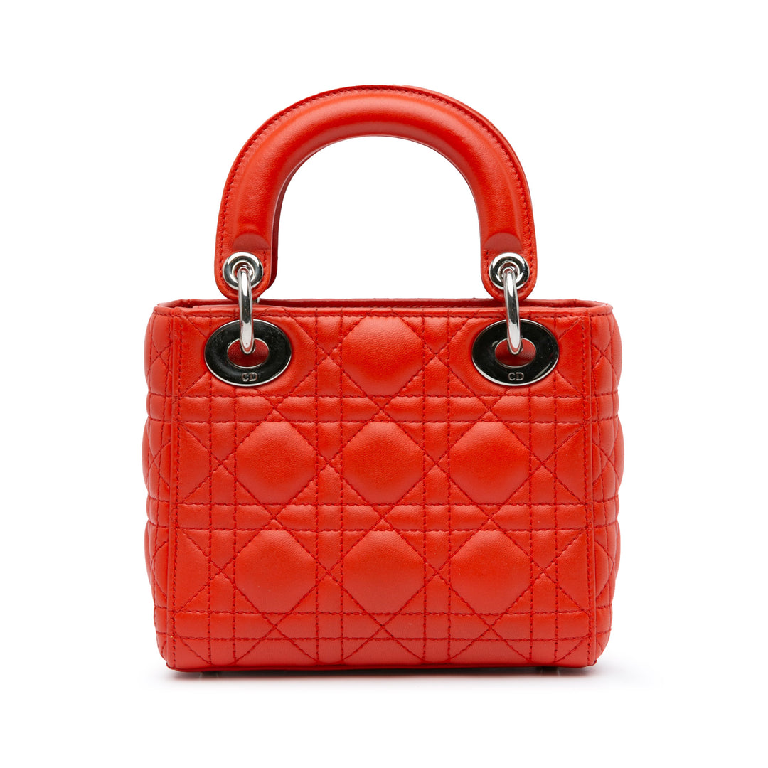 Mini Cannage Lambskin Lady Dior Red - Gaby Paris