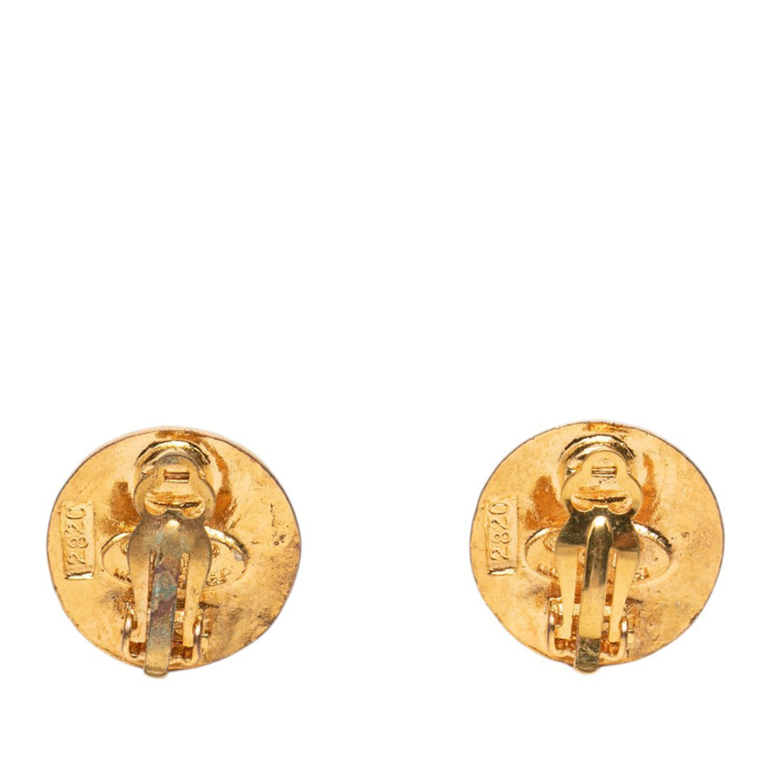 Chanel Boucles d'oreilles CC Rond À clip plaqué or – vue 2 – GABY PARIS