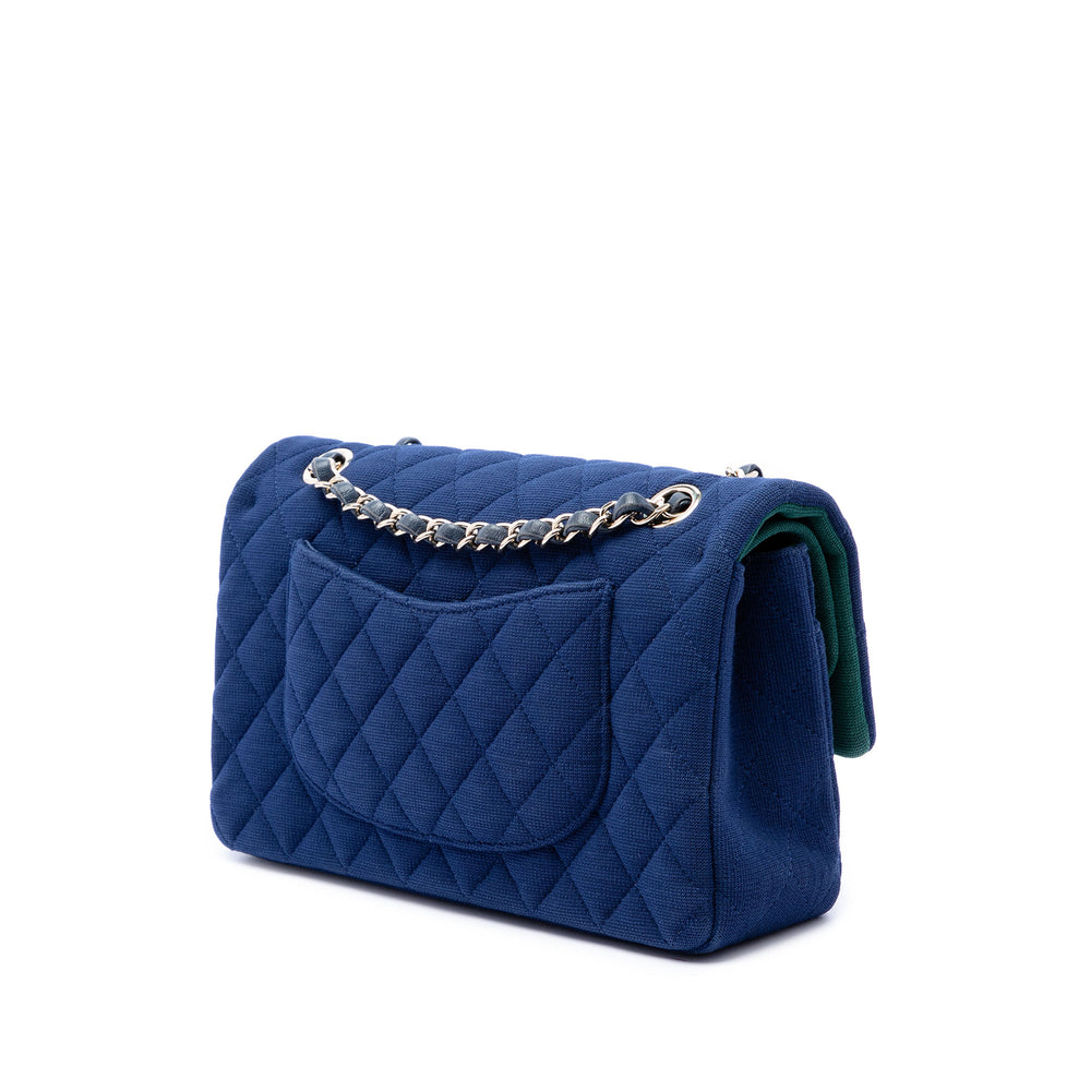 Chanel Sac porté épaule Classic Jersey Double rabat Moyen Bleu – vue 2 – GABY PARIS