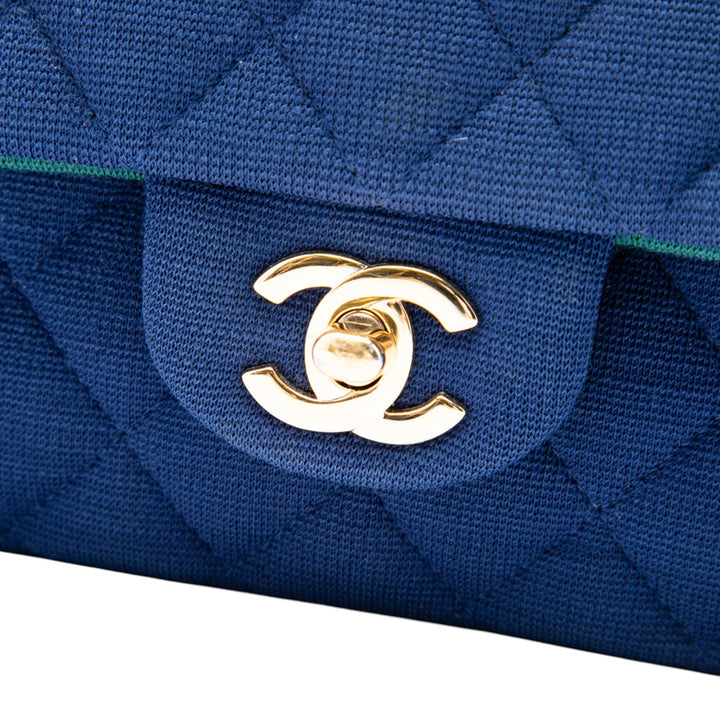 Chanel Sac porté épaule Classic Jersey Double rabat Moyen Bleu – vue 5 – GABY PARIS
