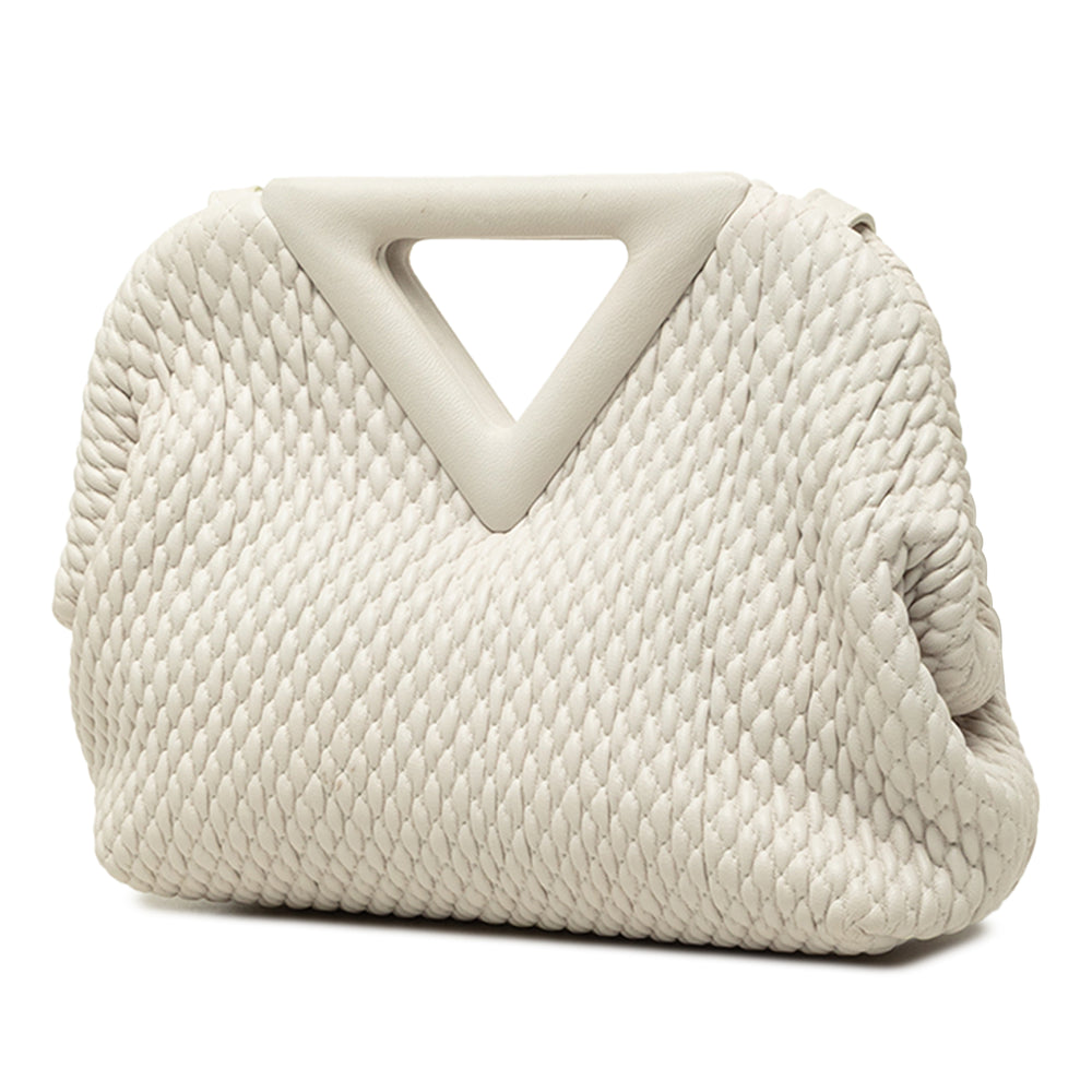 Bottega Veneta Sac à main Knit The Point Triangle Petit Cuir d'agneau Blanc – vue 2 – GABY PARIS