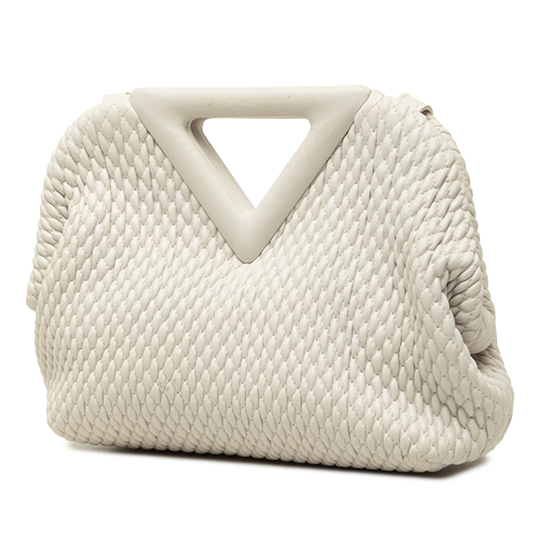 Bottega Veneta Sac à main Knit The Point Triangle Petit Cuir d'agneau Blanc – vue 2 – GABY PARIS