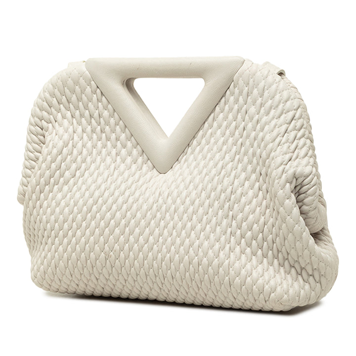 Bottega Veneta Sac à main Knit The Point Triangle Petit Cuir d'agneau Blanc – vue 2 – GABY PARIS