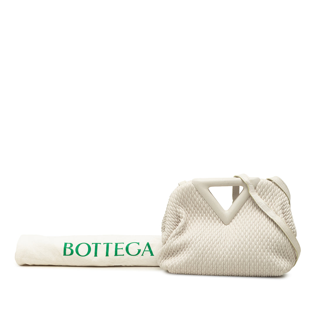 Bottega Veneta Sac à main Knit The Point Triangle Petit Cuir d'agneau Blanc – vue 7 – GABY PARIS