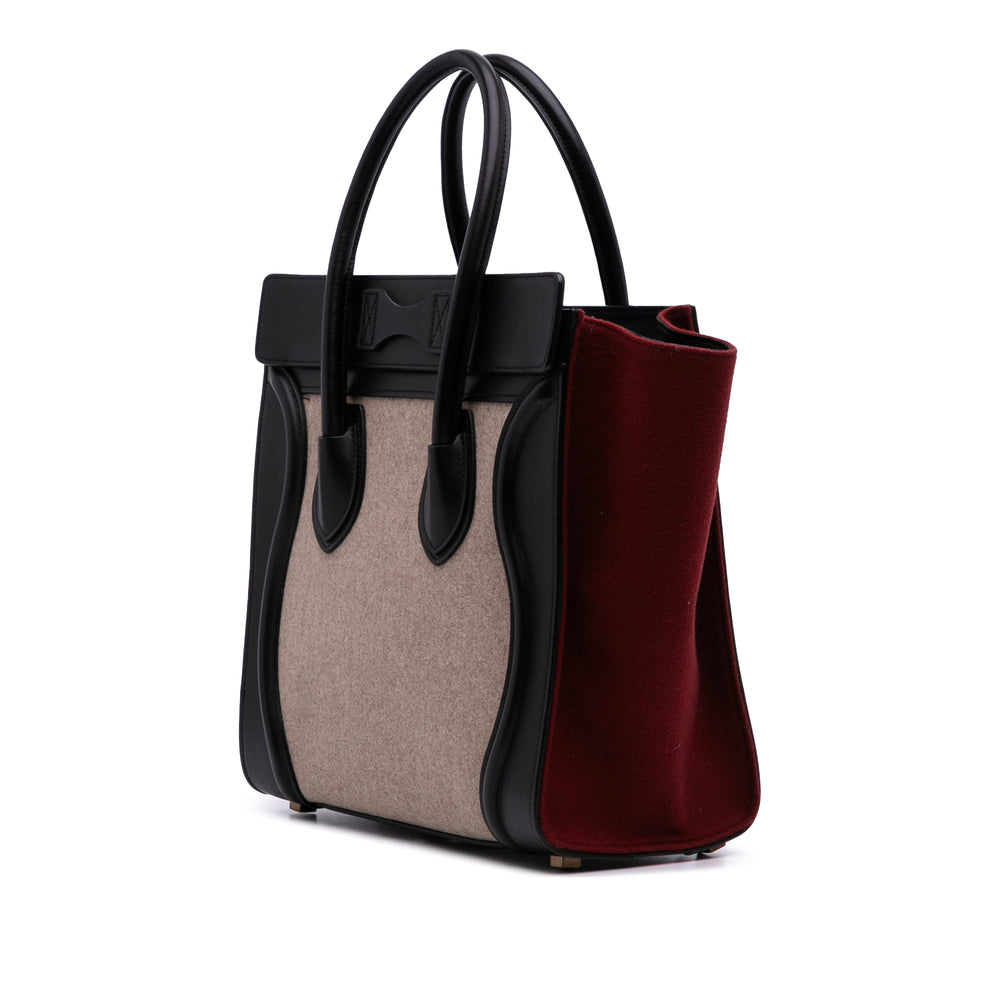 Celine Micro Tricolor Felt Laine and Cuir de veau Luggage Cabas Marron – GABY PARIS Authentique
