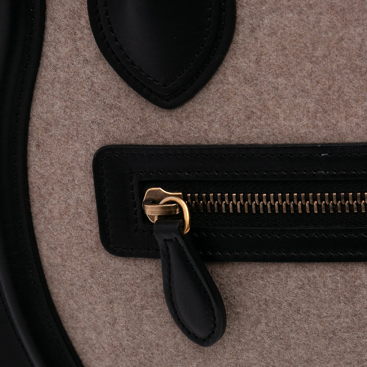 Celine Micro Tricolor Felt Laine and Cuir de veau Luggage Cabas Marron – GABY PARIS Authentique