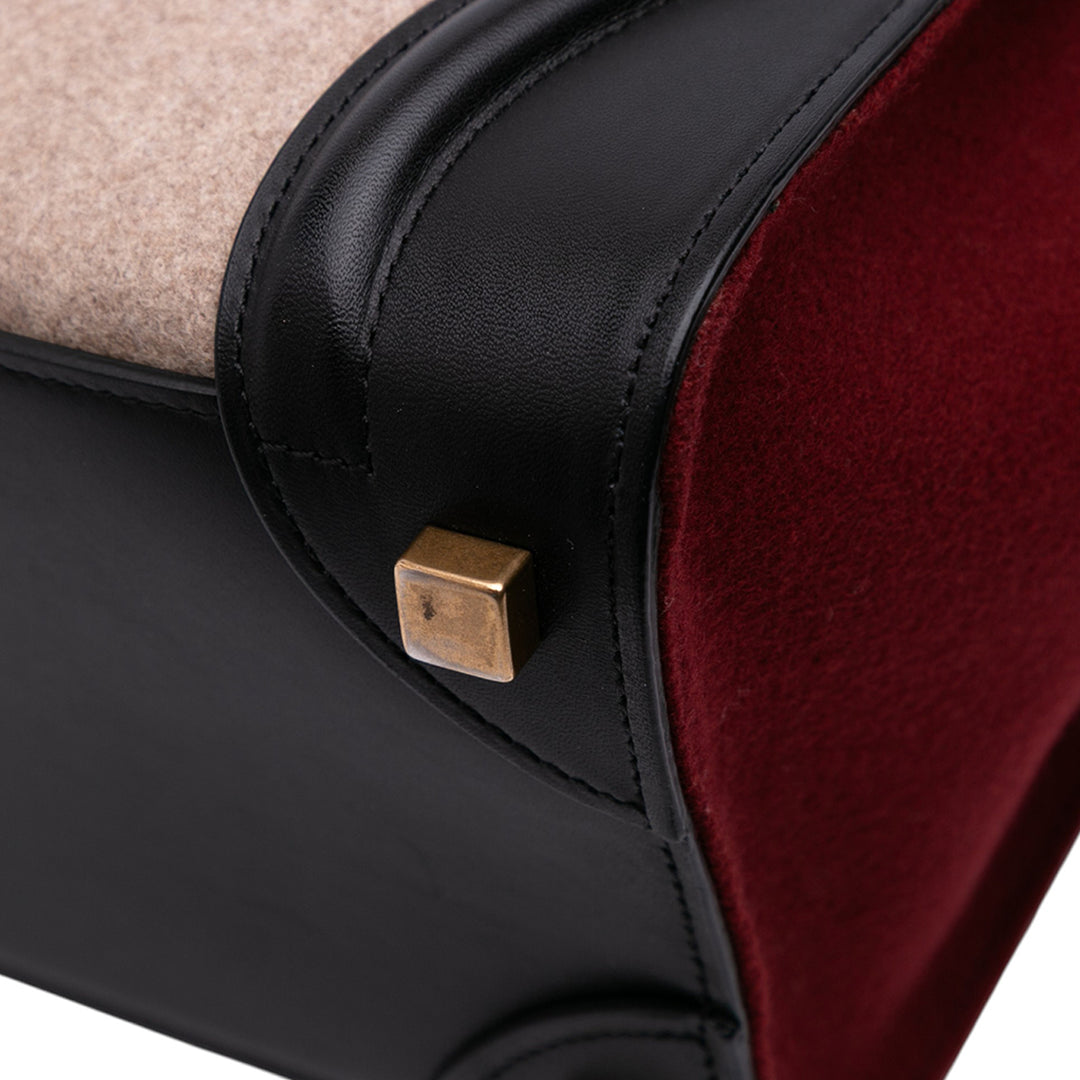 Celine Micro Tricolor Felt Laine and Cuir de veau Luggage Cabas Marron – GABY PARIS Authentique