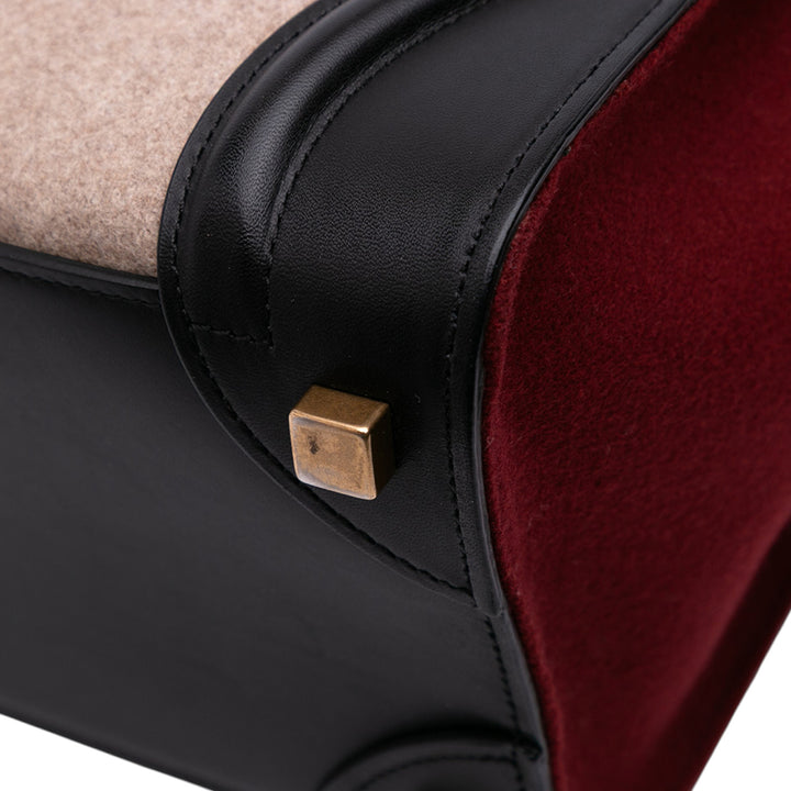 Celine Micro Tricolor Felt Laine and Cuir de veau Luggage Cabas Marron – GABY PARIS Authentique