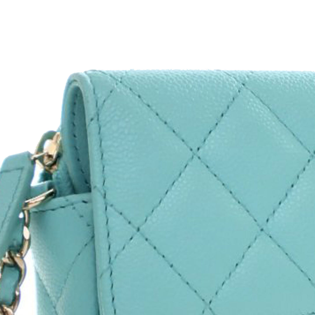 Chanel CC Matelassé Caviar à rabat Phone Holder Wallet on Chain