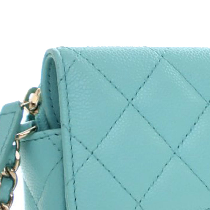 Chanel CC Matelassé Caviar à rabat Phone Holder Wallet on Chain