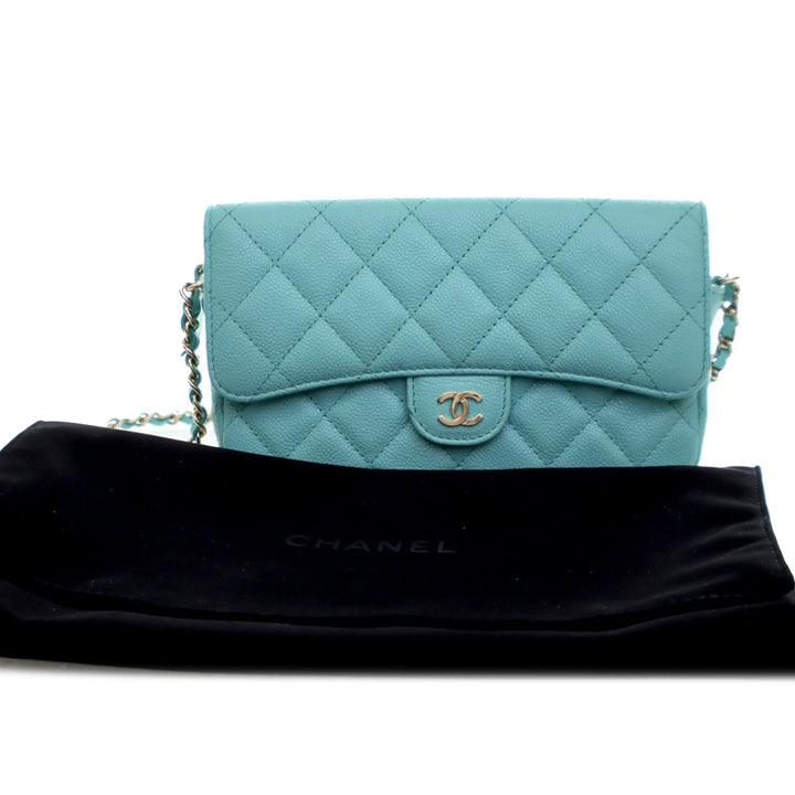 Chanel CC Matelassé Caviar à rabat Phone Holder Wallet on Chain