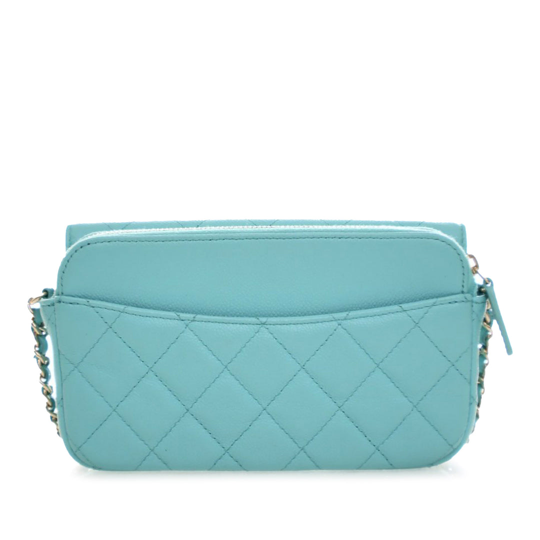 Chanel CC Matelassé Caviar à rabat Phone Holder Wallet on Chain