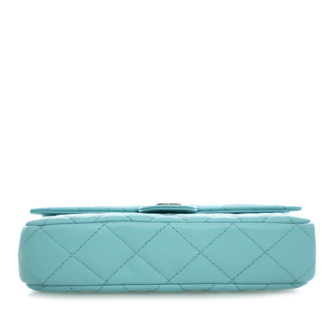 Chanel CC Matelassé Caviar à rabat Phone Holder Wallet on Chain