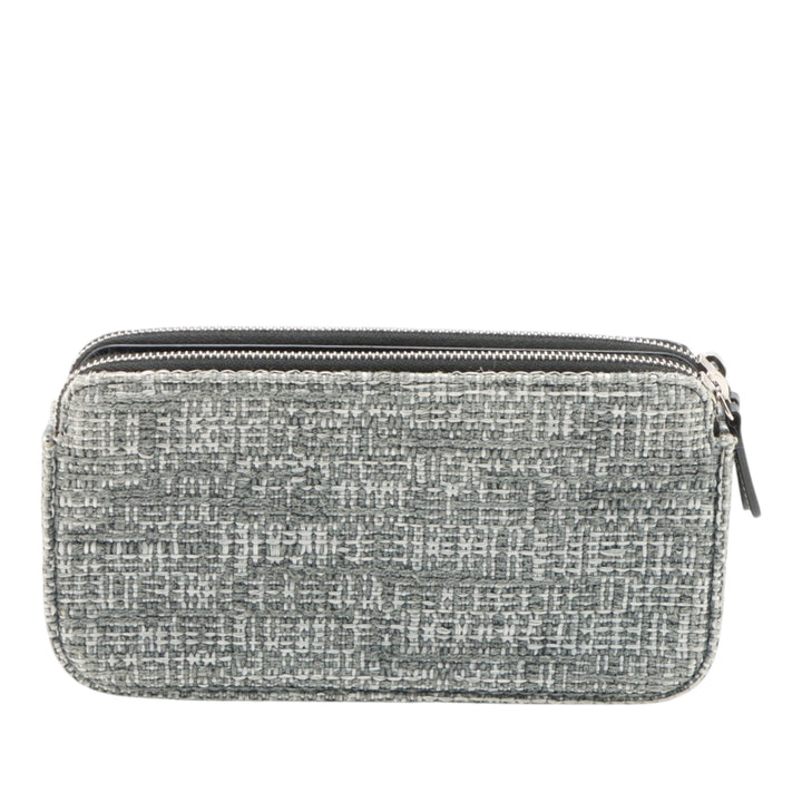 Chanel Tweed Deauville Double Zip Pochette avec chaîne