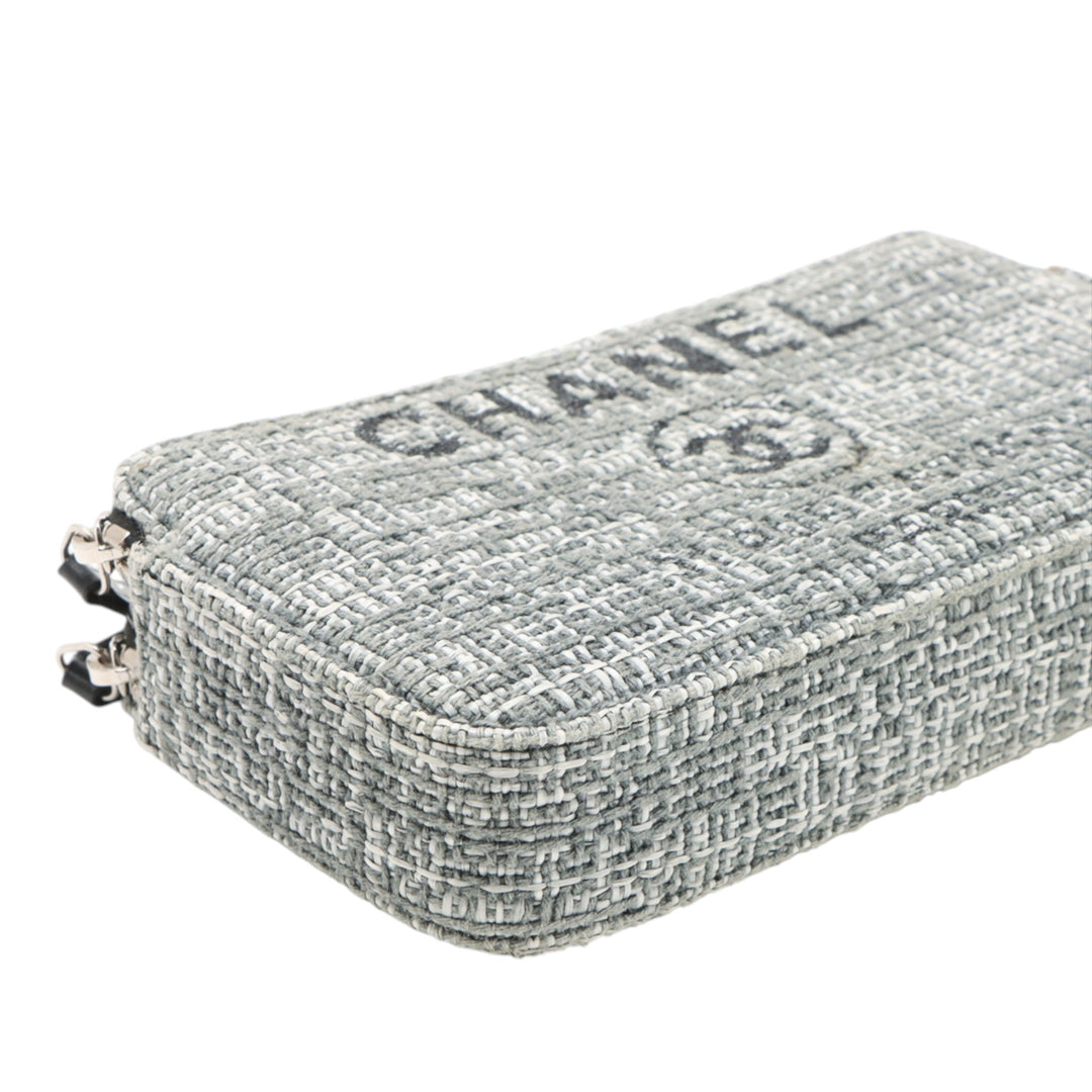 Chanel Tweed Deauville Double Zip Pochette avec chaîne