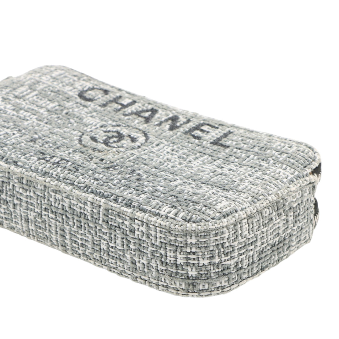 Chanel Tweed Deauville Double Zip Pochette avec chaîne
