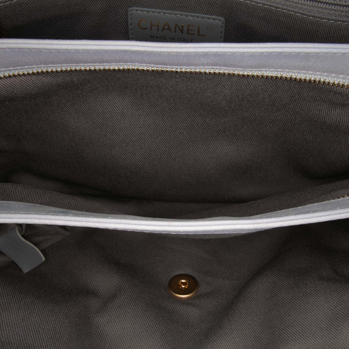 Jumbo Quilted Calfskin Triple Stitched Flap Gray - Gaby Paris