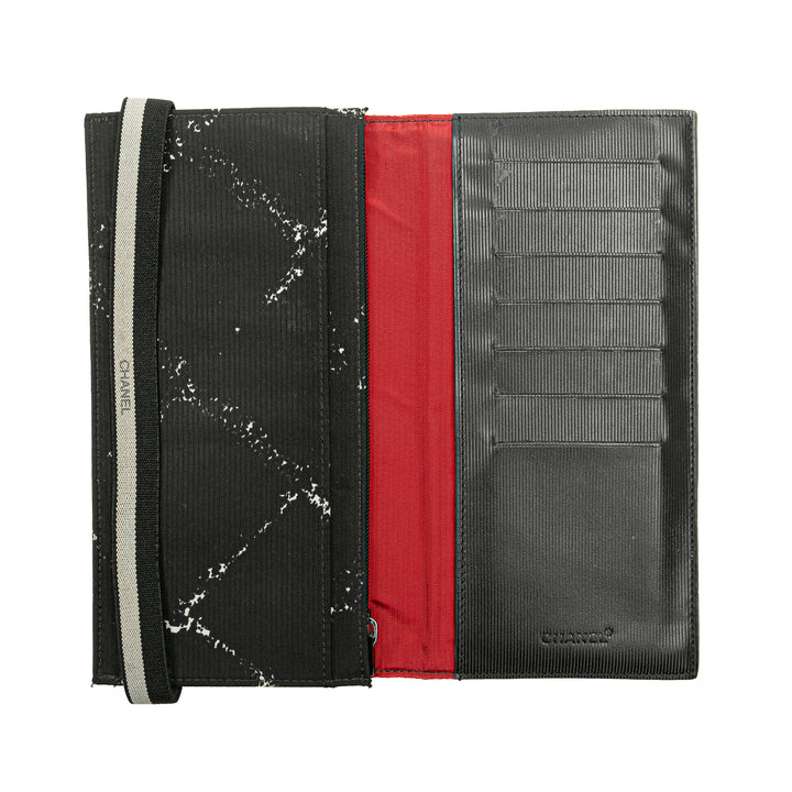 Old Travel Line Nylon Bifold Long Wallet Black - Gaby Paris