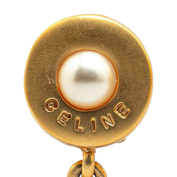 Gold Plated Faux Pearl Drop Clip On Earrings Gold - Gaby Paris