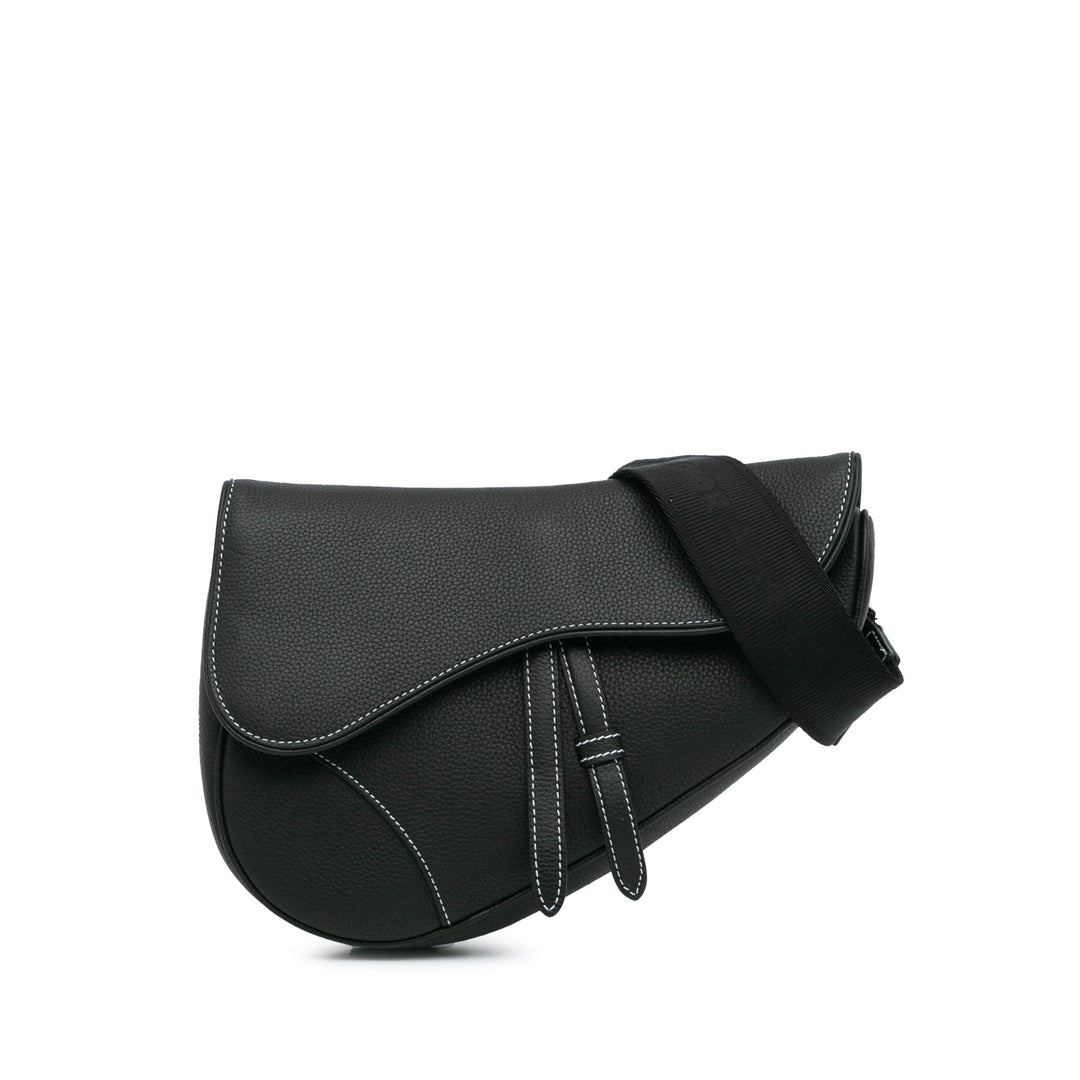 Kim Jones Grained Calfskin Saddle Bag Black - Gaby Paris