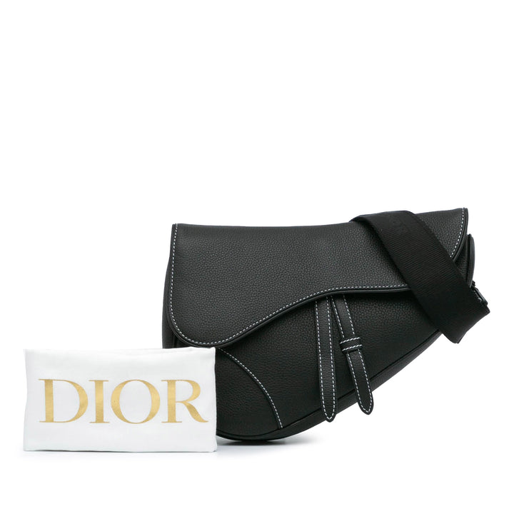 Kim Jones Grained Calfskin Saddle Bag Black - Gaby Paris