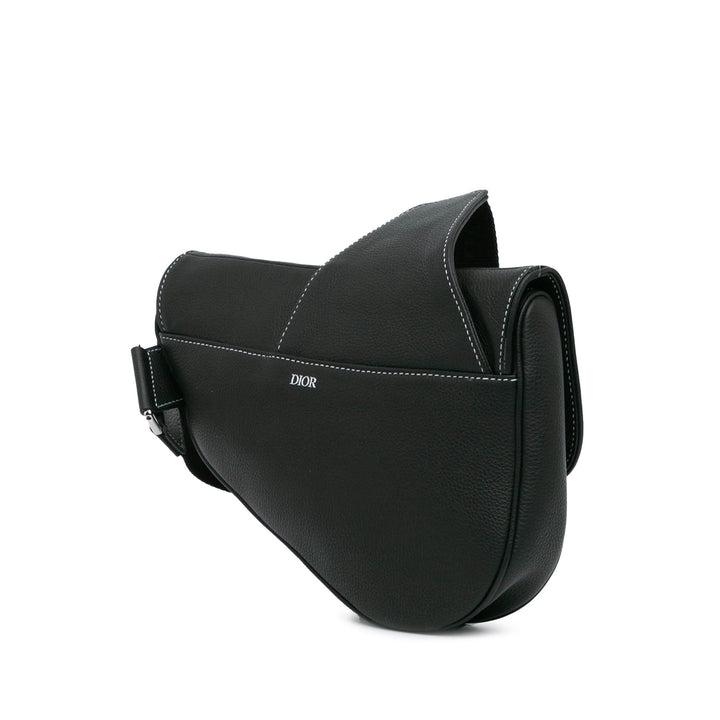 Kim Jones Grained Calfskin Saddle Bag Black - Gaby Paris