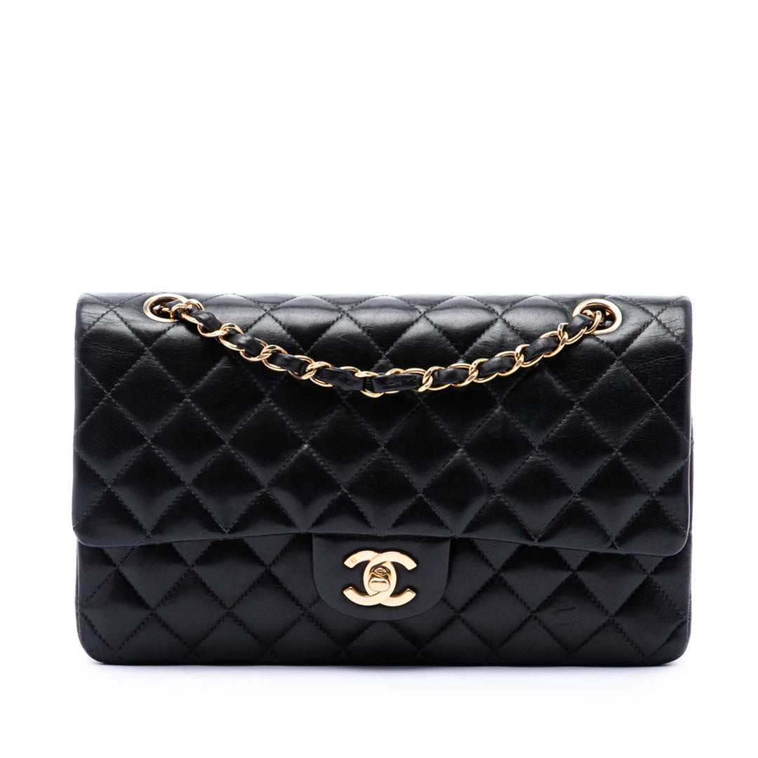 Classic Double rabat Moyen Cuir d'agneau Noir