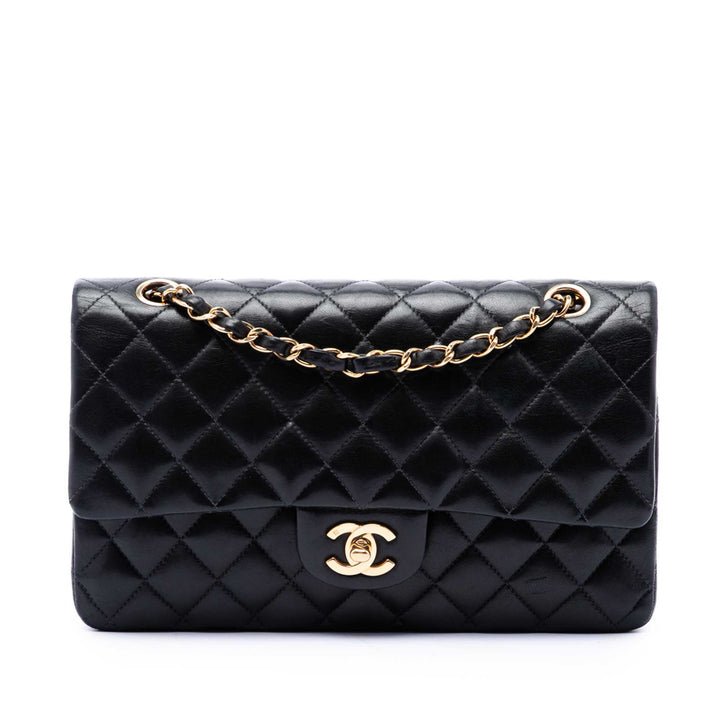 Classic Double rabat Moyen Cuir d'agneau Noir