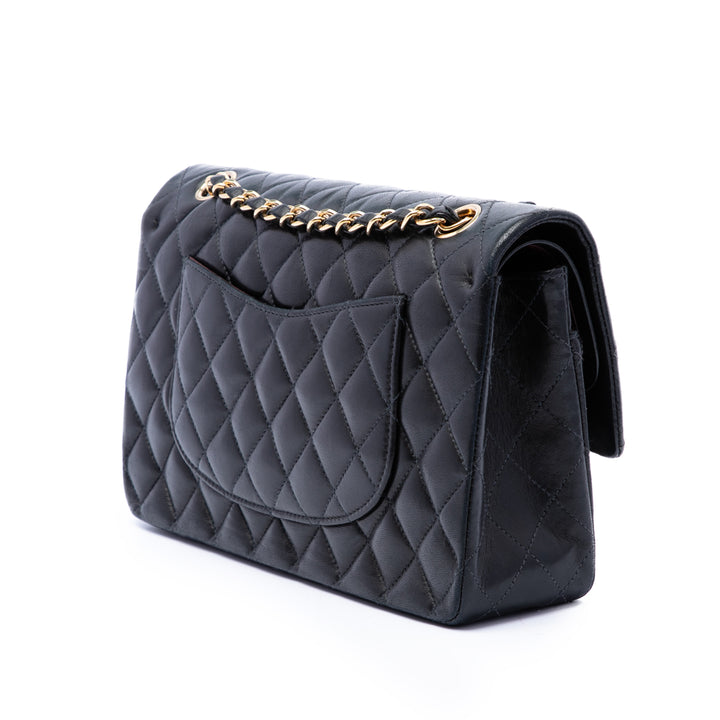 Classic Double rabat Moyen Cuir d'agneau Noir