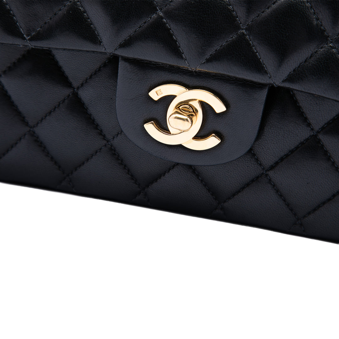 Classic Double rabat Moyen Cuir d'agneau Noir