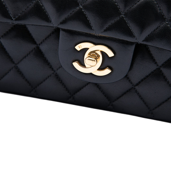 Classic Double rabat Moyen Cuir d'agneau Noir