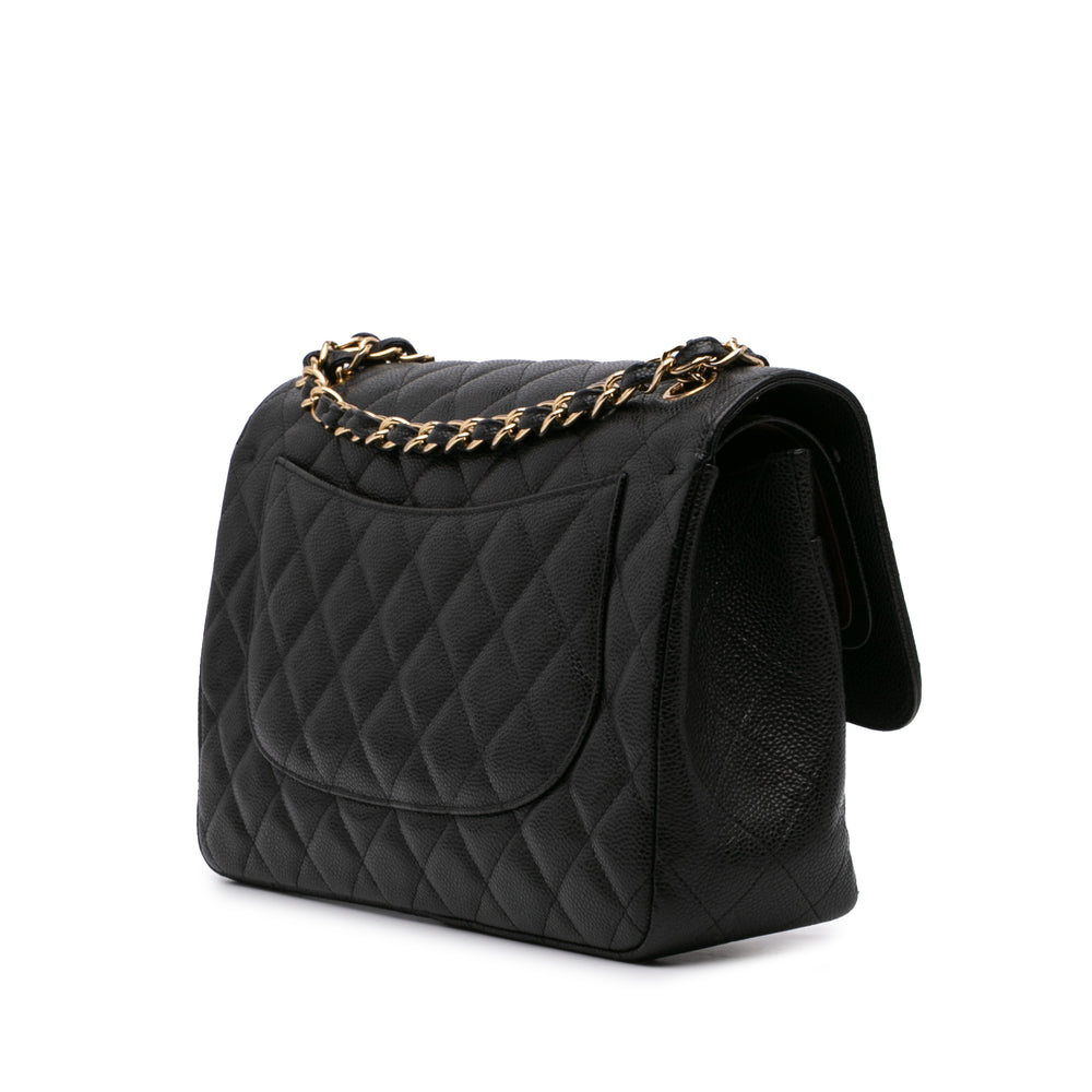 Jumbo Classic Caviar Double Flap Black - Gaby Paris