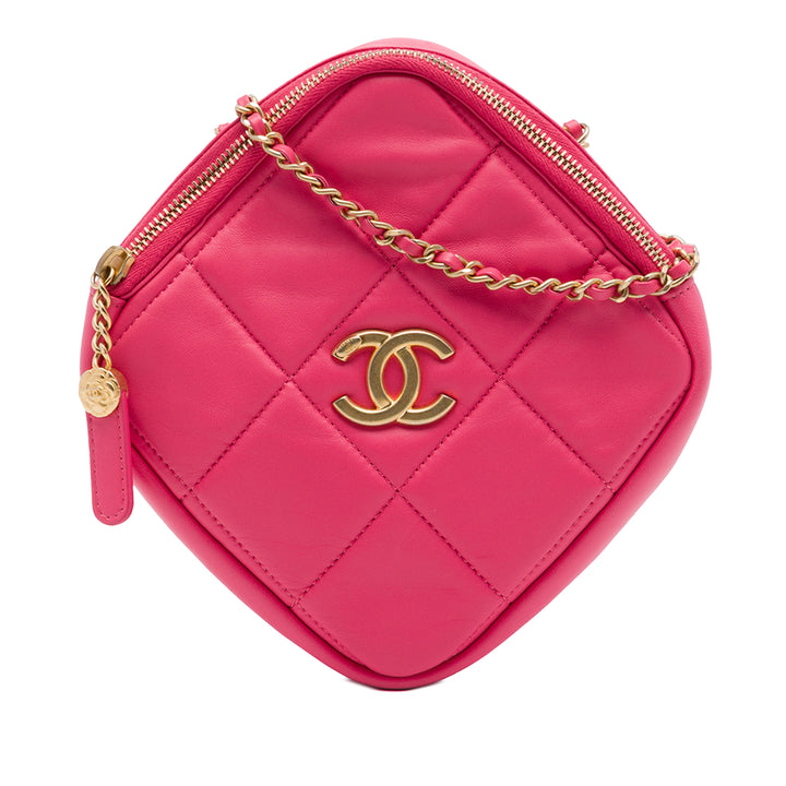 Chanel CC Matelassé Cuir d'agneau Diamond Pochette avec chaîne
