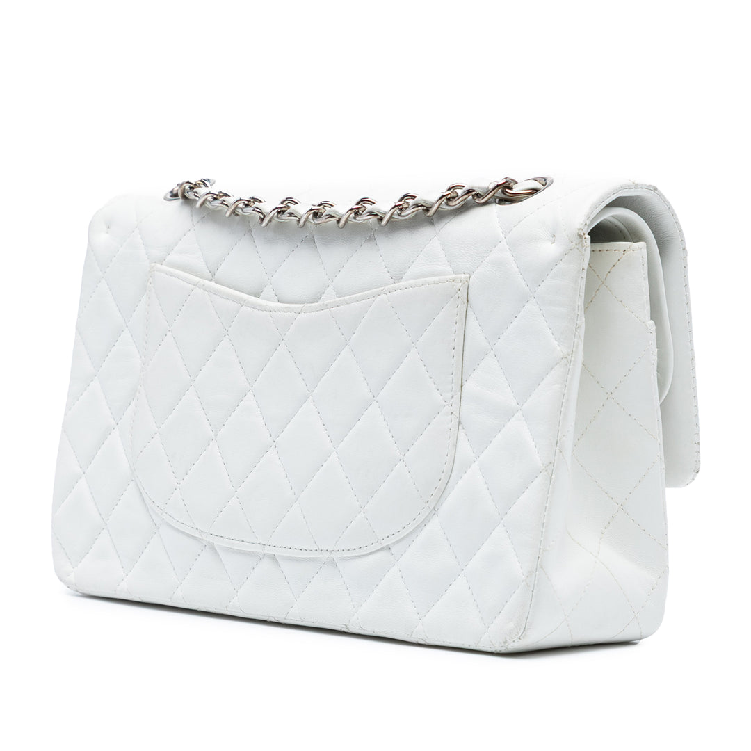 Chanel Medium Classic Cuir d’agneau Double rabat Blanc – GABY PARIS Authentique