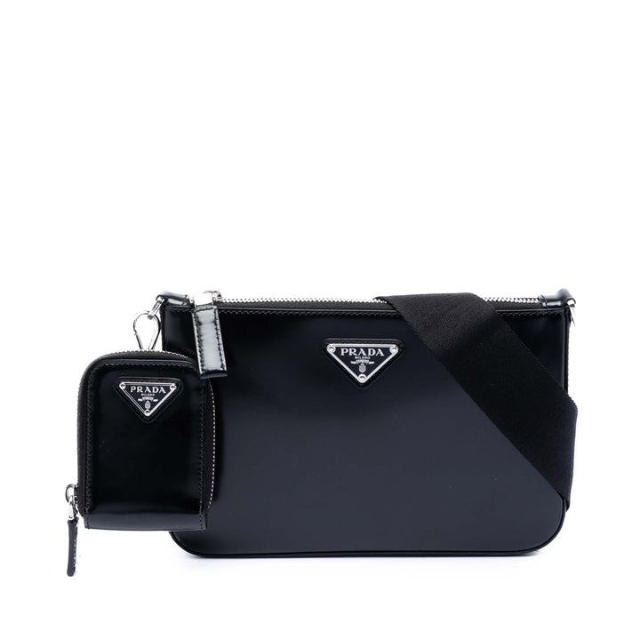 Prada Spazzolato Cuir Zip Top Sac porté croisé