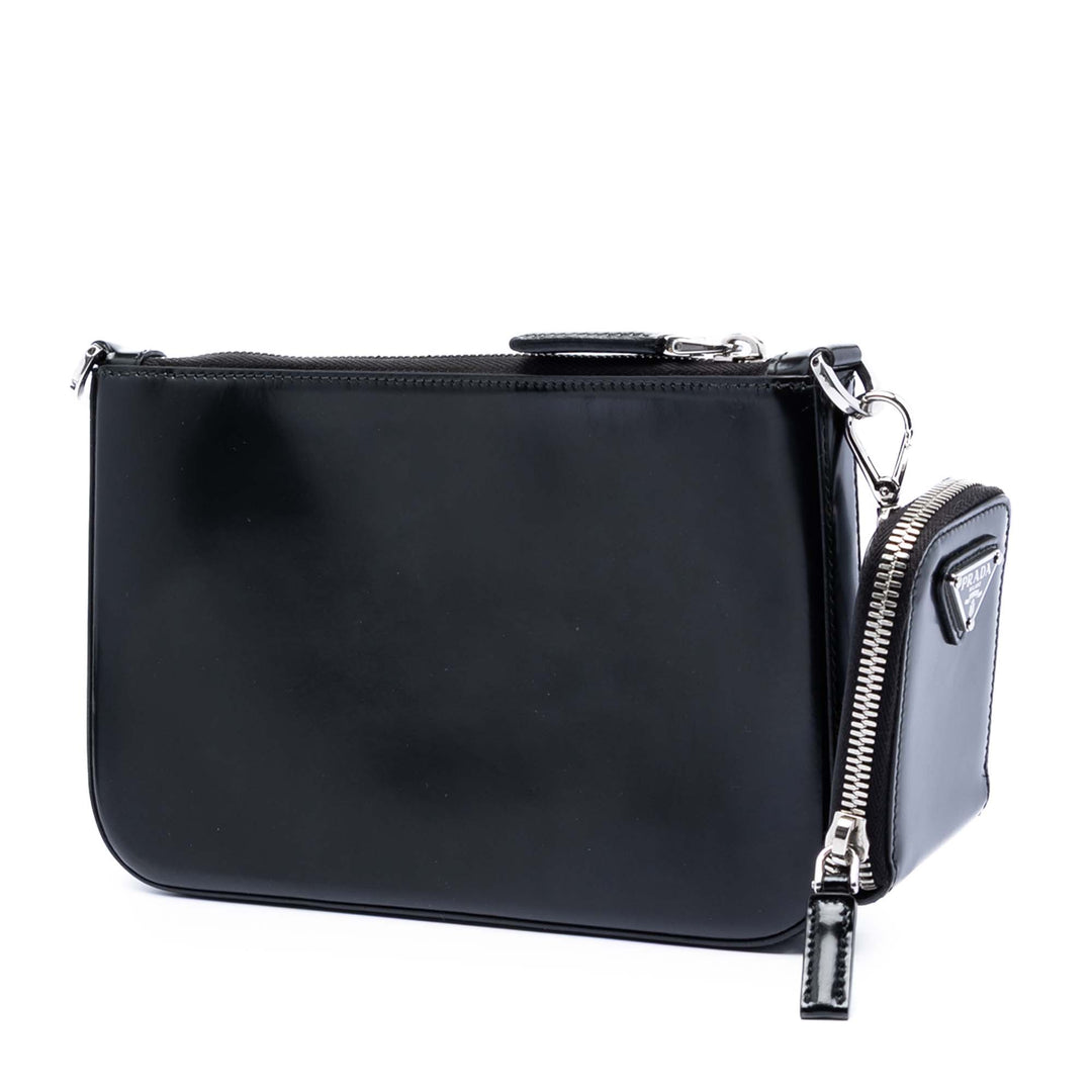 Prada Spazzolato Cuir Zip Top Sac porté croisé