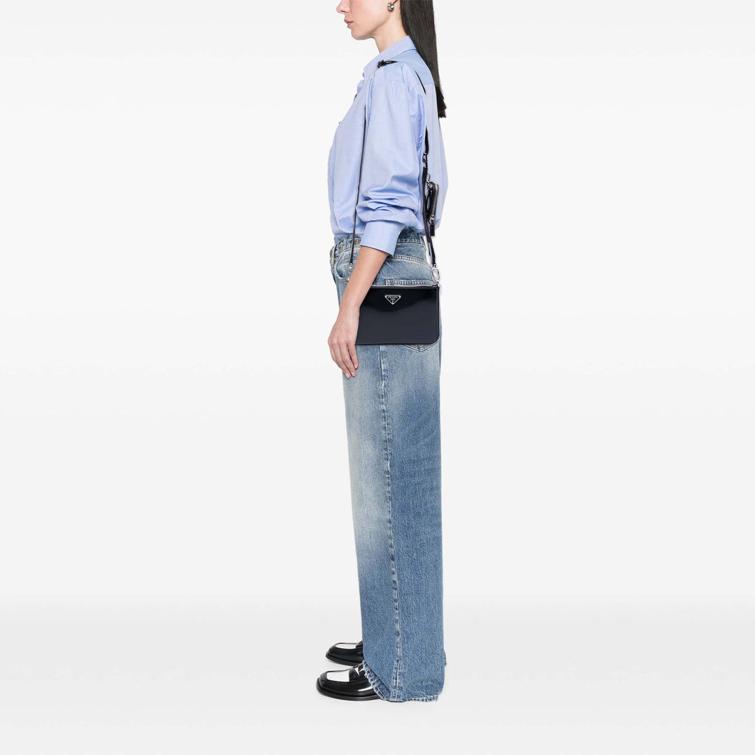 Prada Spazzolato Cuir Zip Top Sac porté croisé