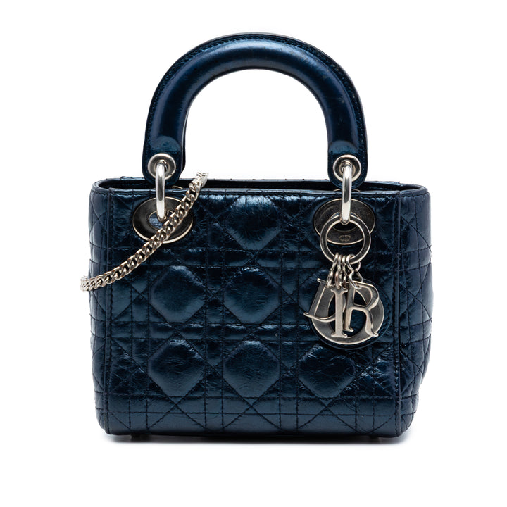 Dior Mini Metallic Cuir de veau Cannage Lady Dior
