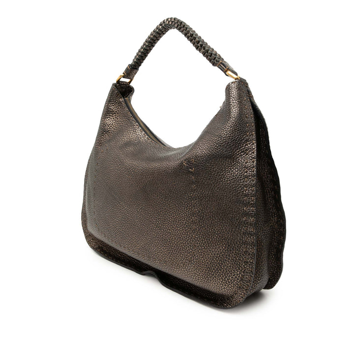 Métallisé Pebbled Selleria Sac Marron