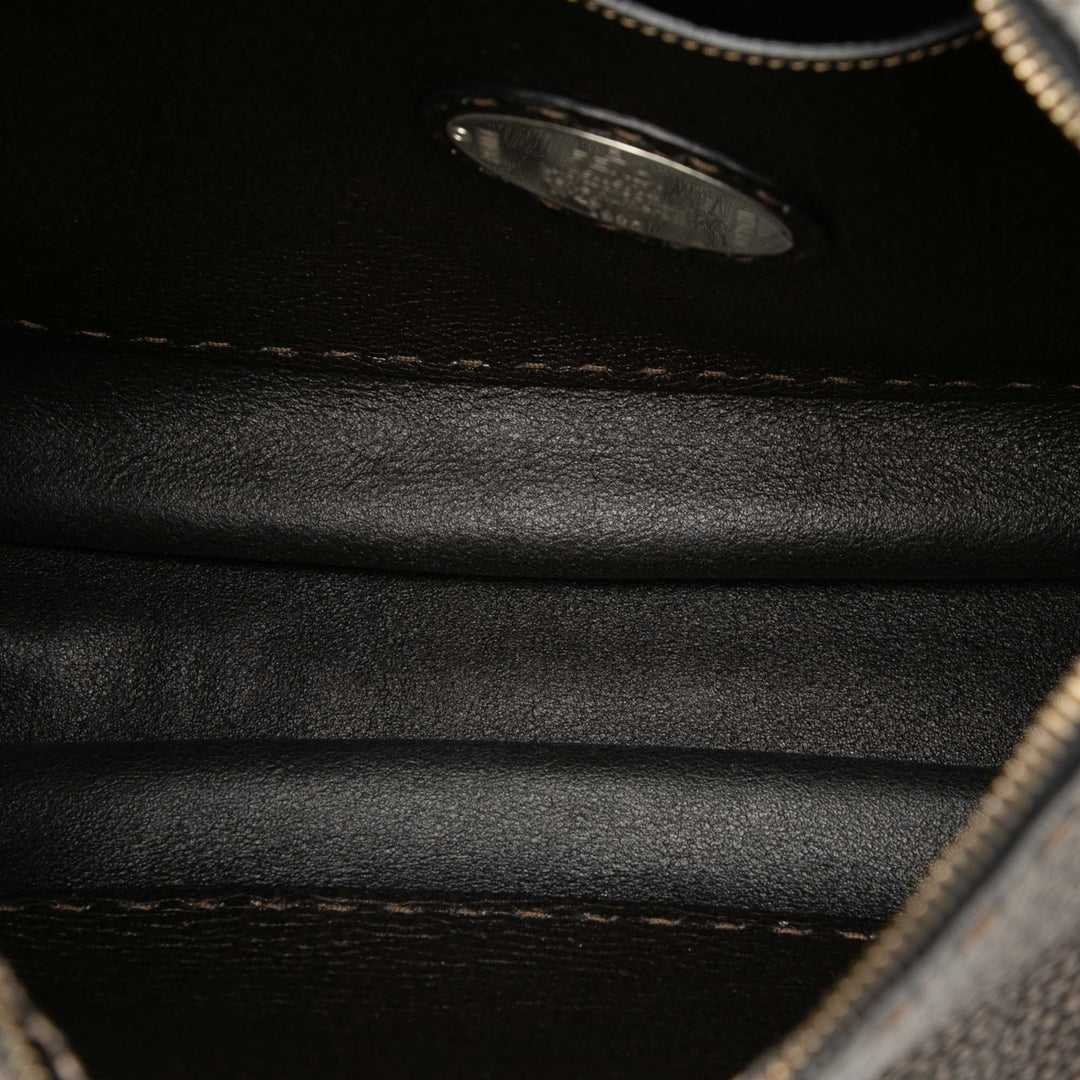 Métallisé Pebbled Selleria Sac Marron