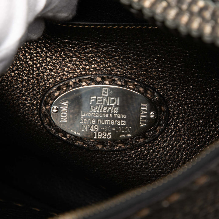 Métallisé Pebbled Selleria Sac Marron