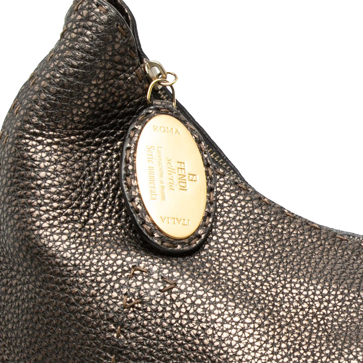Métallisé Pebbled Selleria Sac Marron