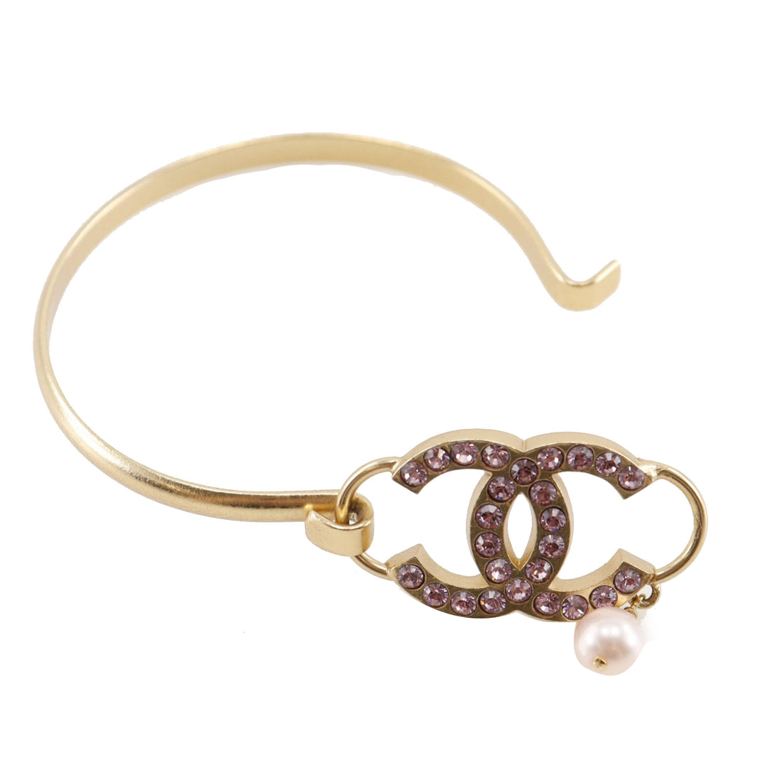 Chanel CC plaqué Rhinestone et Perles fantaisie Bangle