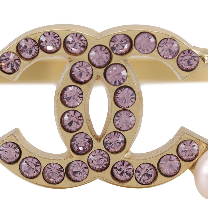 Chanel CC plaqué Rhinestone et Perles fantaisie Bangle
