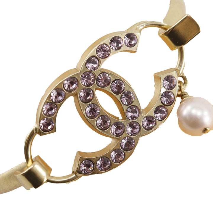 Chanel CC plaqué Rhinestone et Perles fantaisie Bangle