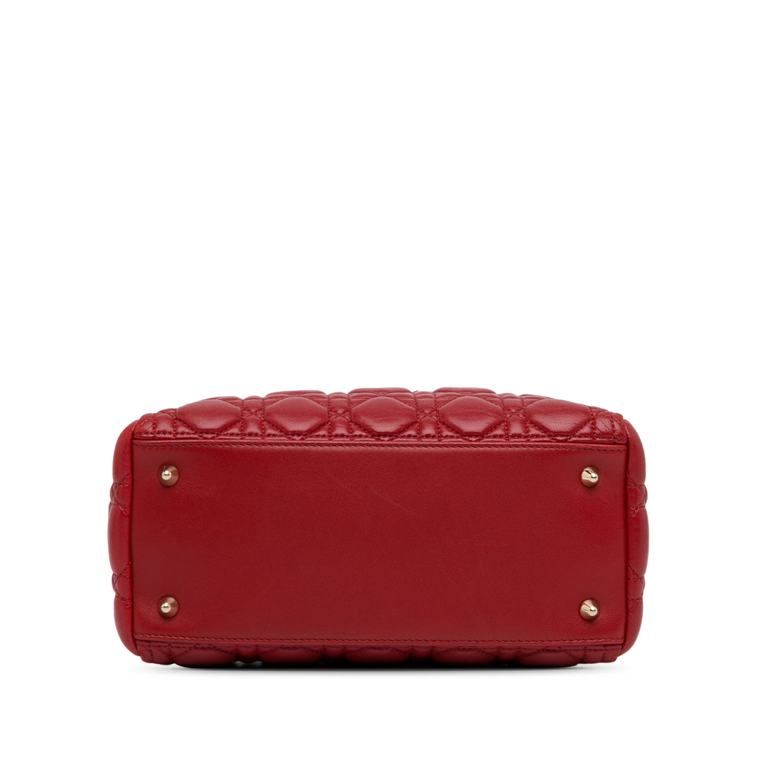 Medium Calfskin Cannage Supple Lady Dior Red - Gaby Paris