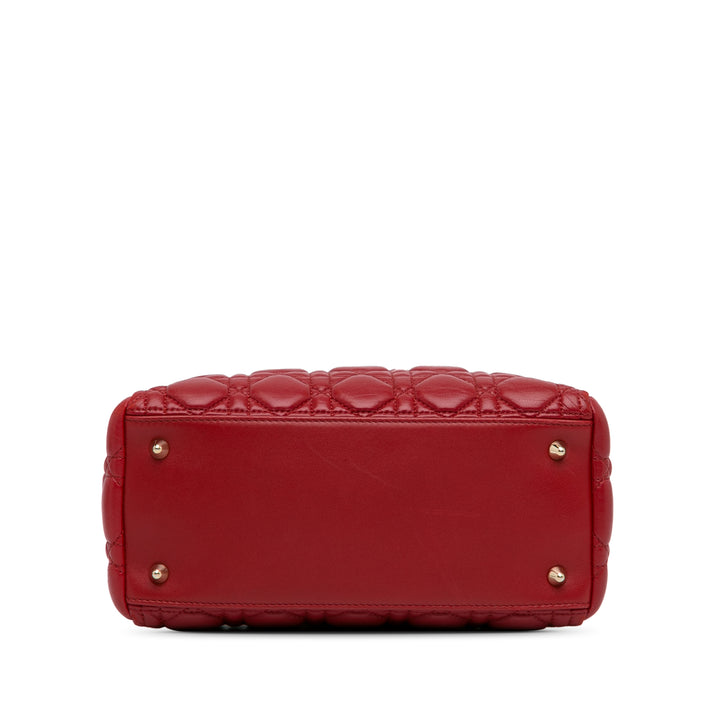 Medium Calfskin Cannage Supple Lady Dior Red - Gaby Paris